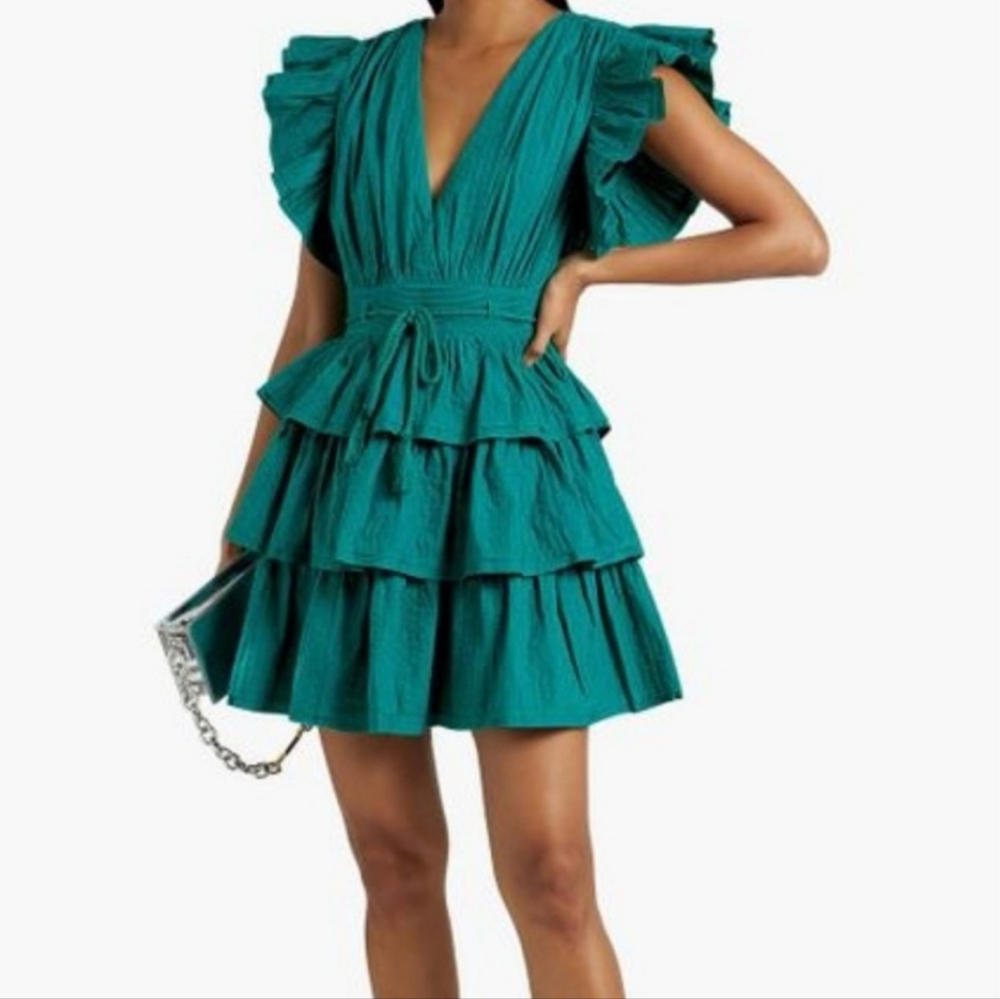 Ulla Johnson Camilla Mini Dress Teal Green Verdigris New With Tags Size 0 - Picture 1 of 10